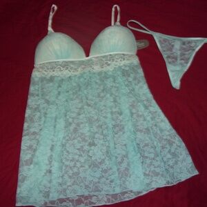 Baby Doll 2PC Set XL BNWT Secret Treasures Blue Flower Lace
